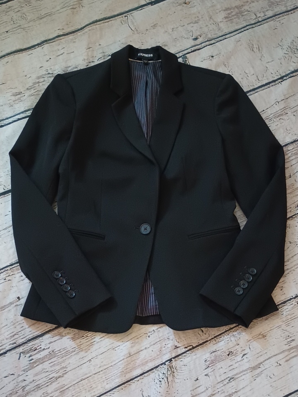 Express Women's Black Single Button Fitted Blazer Black 4
